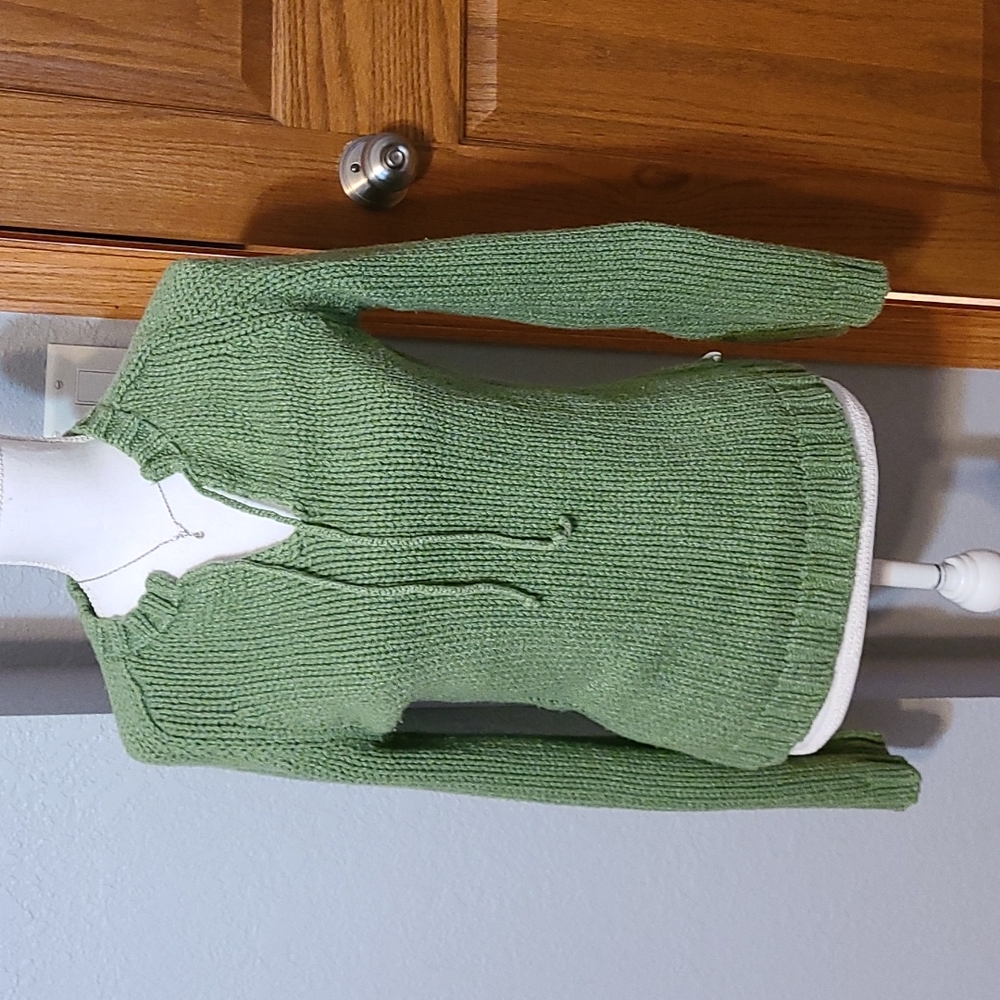 Green Knit Tie-Neck Women’s Sweater